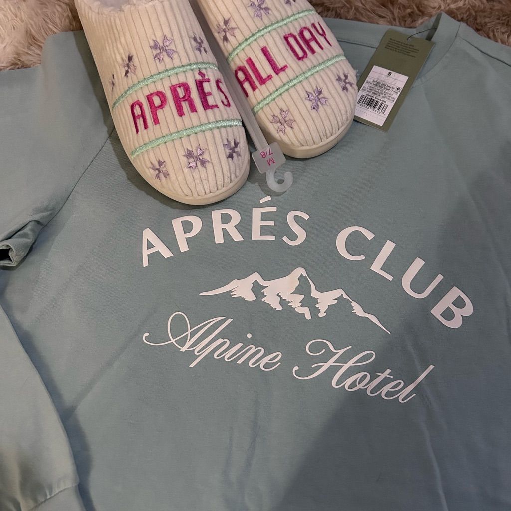 Nwt Apres Slippers, Long Sleeve T Shirt Sleep Lounge Set, Wild Fable, Goodfellow
